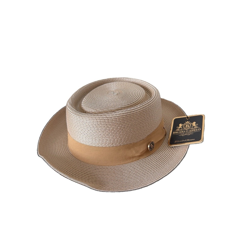 NWT Men's Bruno Capelo Fedora Summer Straw Hat Beige Size Medium